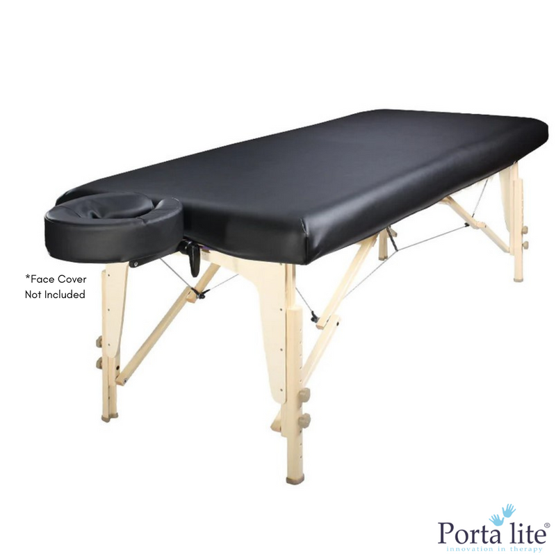 PU Vinyl Massage Table Replacement Cover & Protective Barrier - Waterproof Square Corners Black
