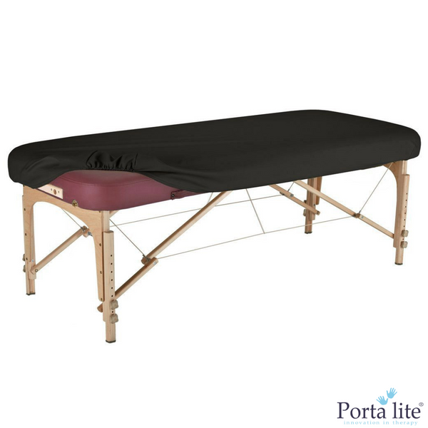 PU Vinyl Massage Table Replacement Cover & Protective Barrier - Waterproof Rounded Corners Black