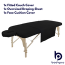 3 Piece Couch Cover Sheet Set - 100% Brushed Cotton Black Without Breathe Hole