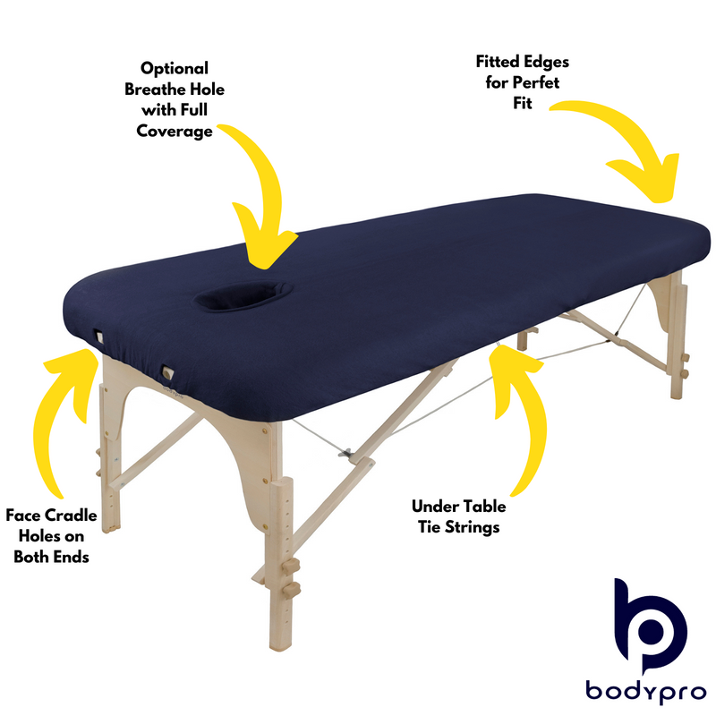 Plush Terry Towel Fitted Couch Cover for Massage Table Navy With Breathe Hole